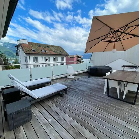 Appartement Montreux Terrasse Vue Lac Exterior foto